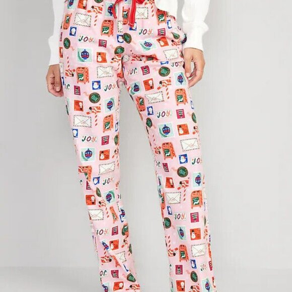 NWT Old Navy Flannel Pajama Pants Holiday Delivery Stamps Sleep Lounge Women XL - Picture 3 of 6